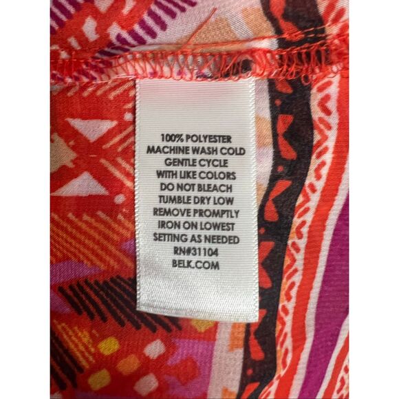 Kim Rogers Women Sheer Peasant Top Blouse Plus Size 2X Orange Multicolor Print - Picture 10 of 11